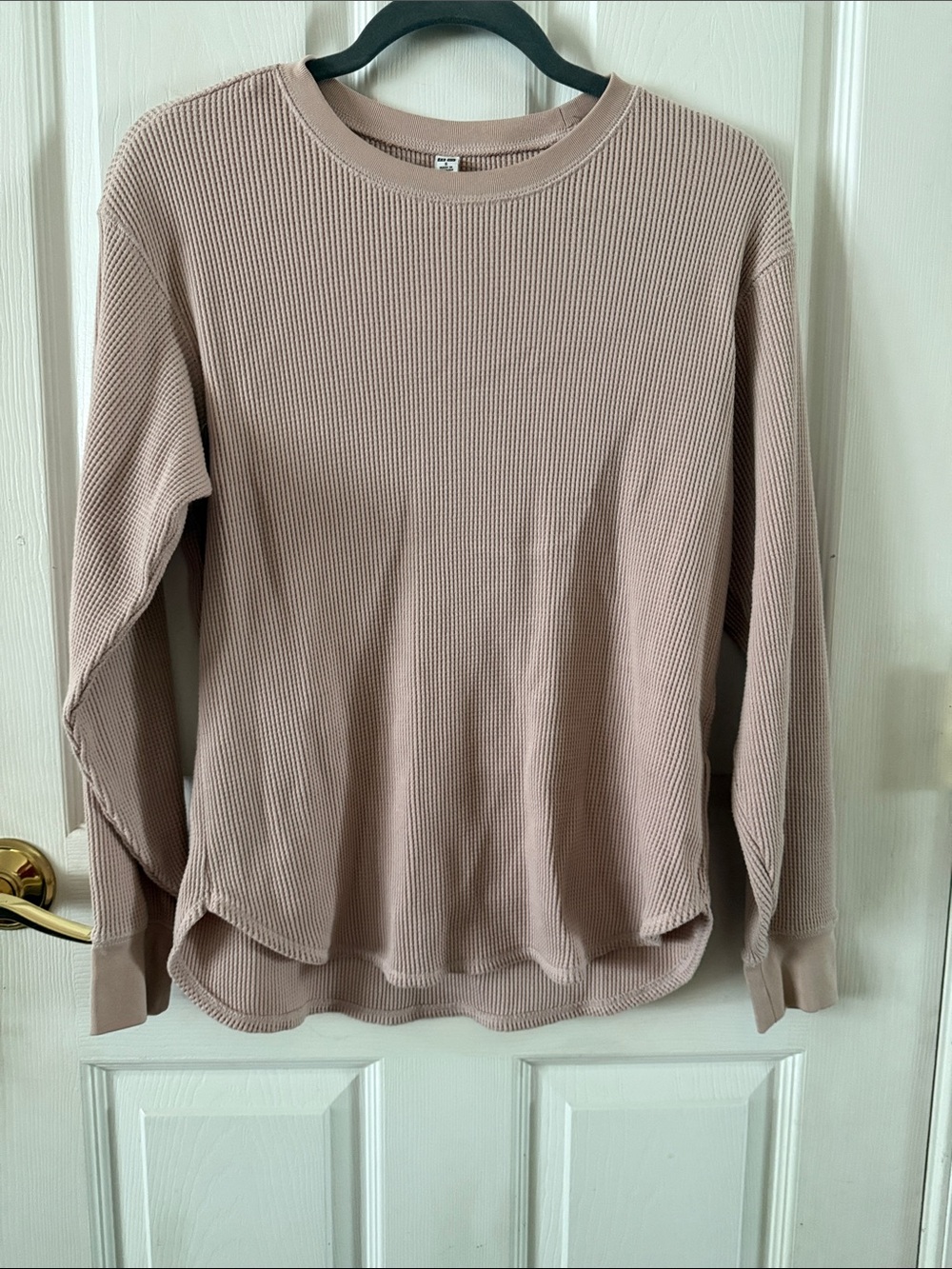 Uniqlo Waffle Long-Sleeve Top in Dusty Rose